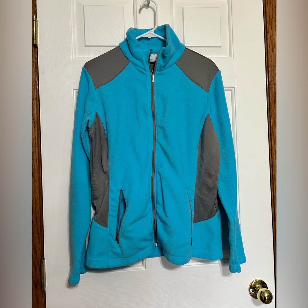 EUC Columbia Blue and Gray Fleece ZIP Jacket LARGE